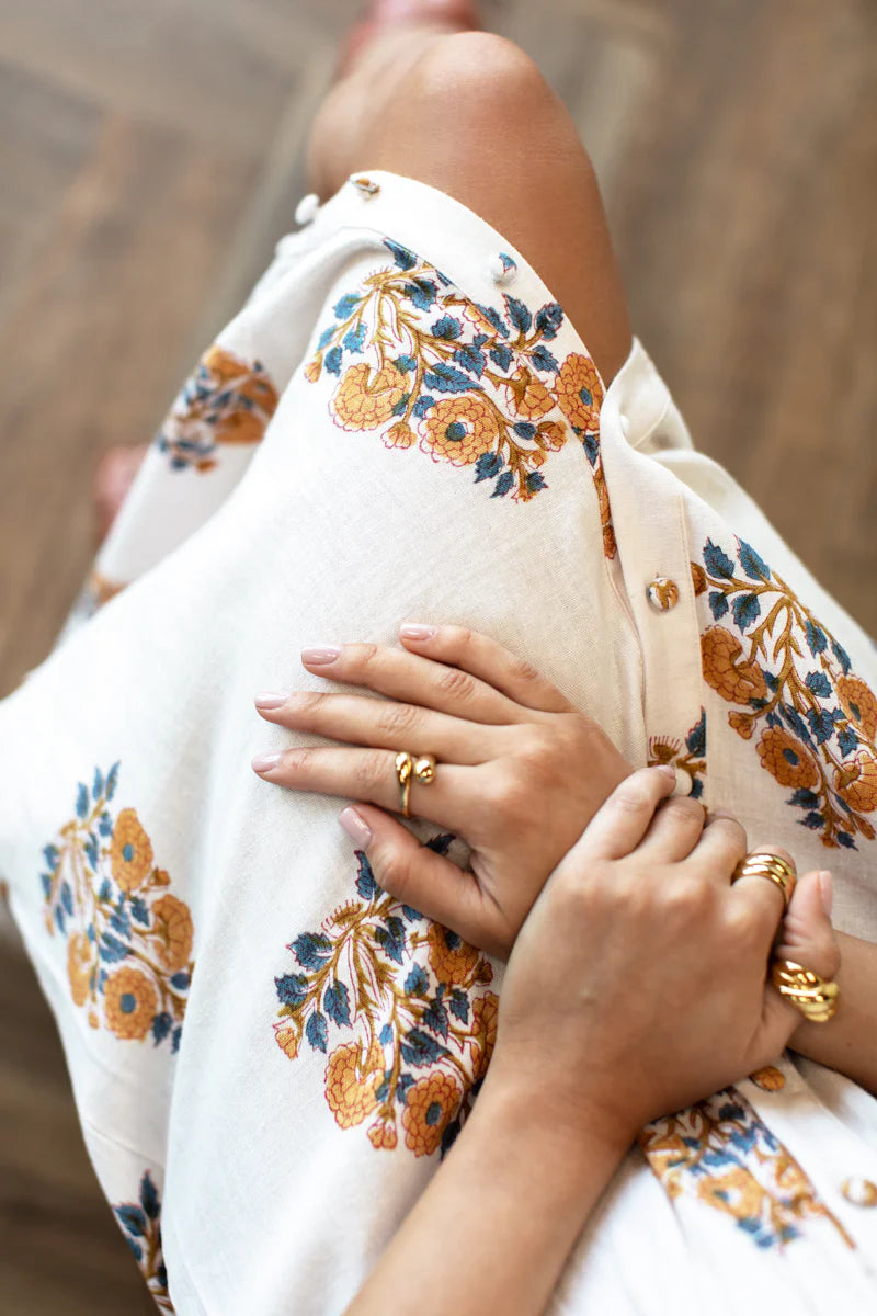 Emerson Fry Santiago 4 Maxi Dress - Tomas Flowers Marigolds Linen