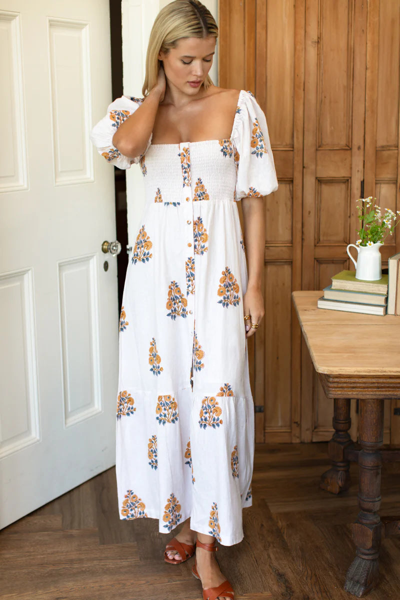 Emerson Fry Santiago 4 Maxi Dress - Tomas Flowers Marigolds Linen