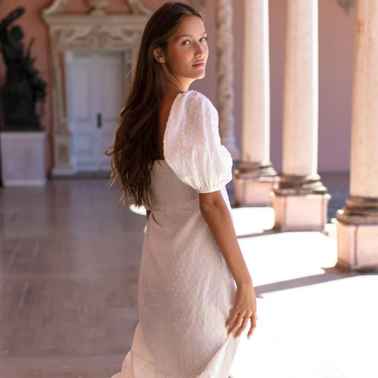 Emerson Fry Santiago 3 Maxi Dress - Dot Stripe Ivory
