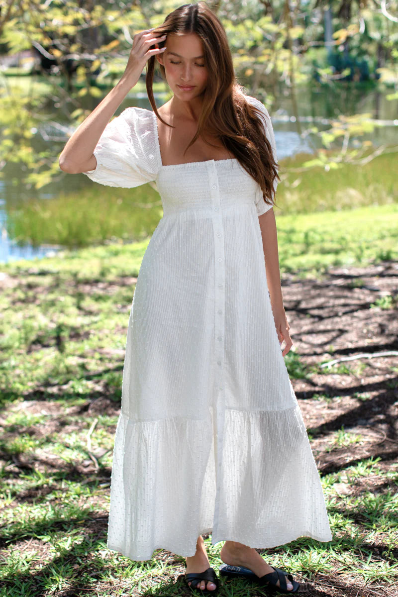 Emerson Fry Santiago 3 Maxi Dress - Dot Stripe Ivory