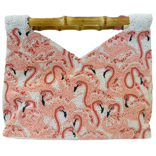 Tiana Design Bamboo Clutch - Flamingoes