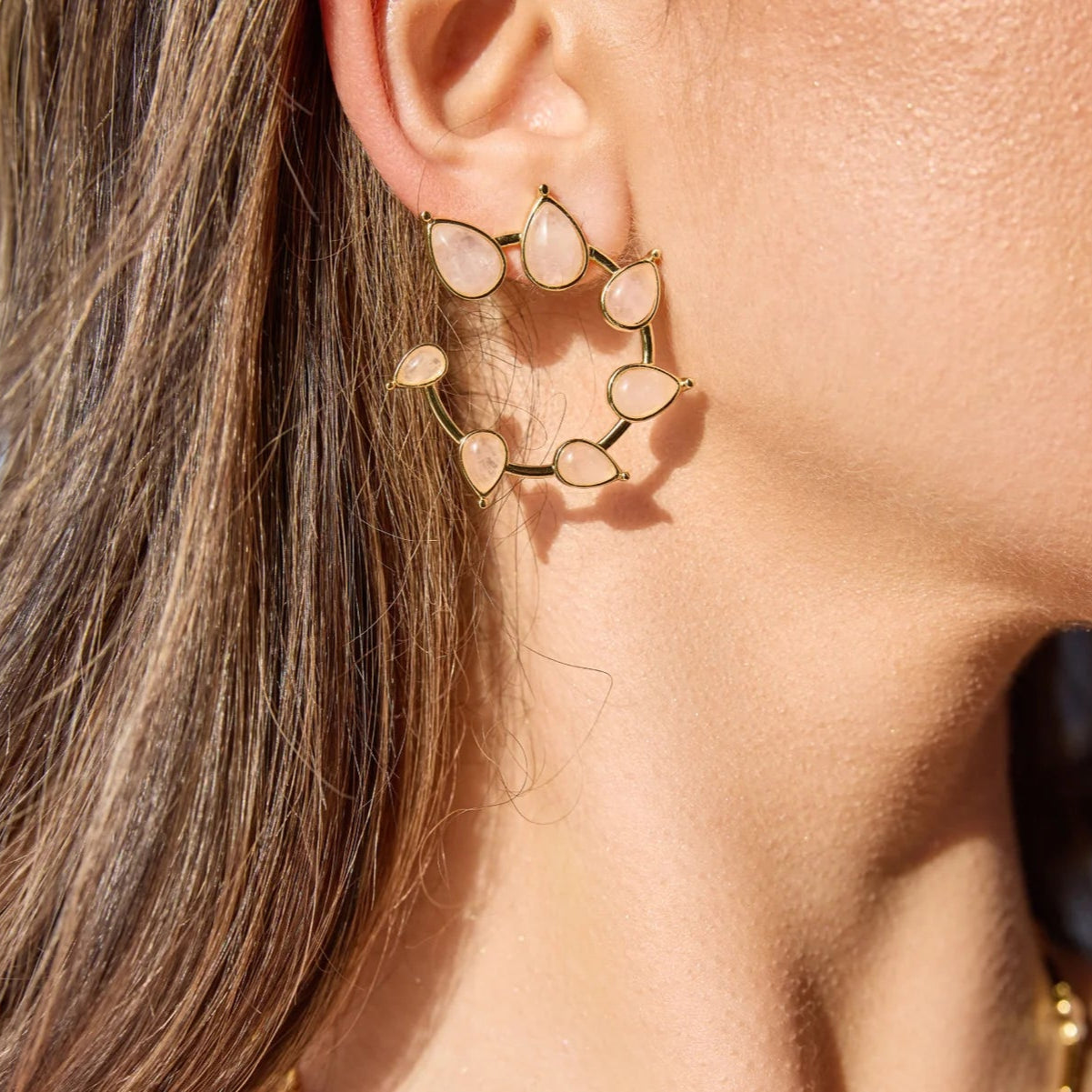 Adriana Pappas - Gemstone Spiral Studs Rose Quartz