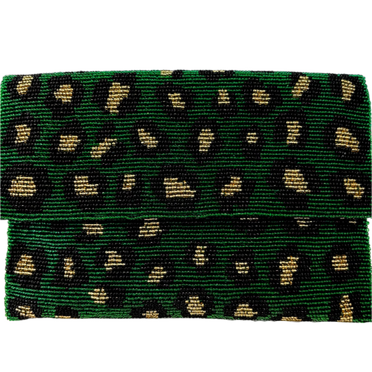 Tiana Design Half Over Clutch - Emerald Animal Print