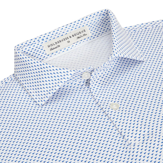 Holderness & Bourne - The Starmount Shirt: White & Marlin Blue