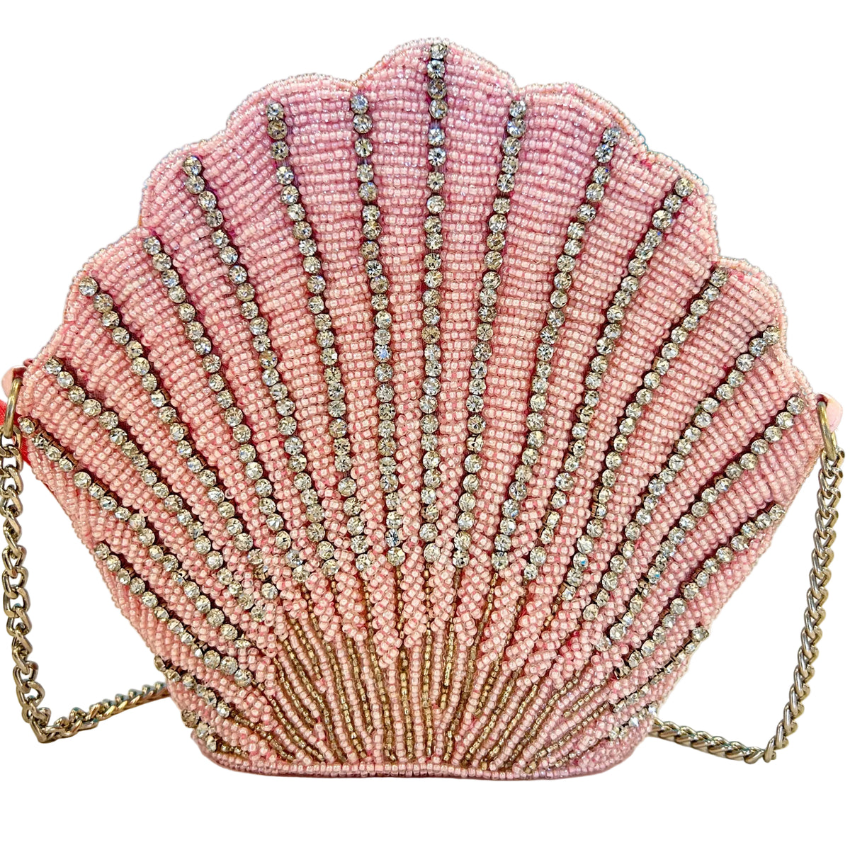 Tiana Design Crystals Shell Clutch - Pink