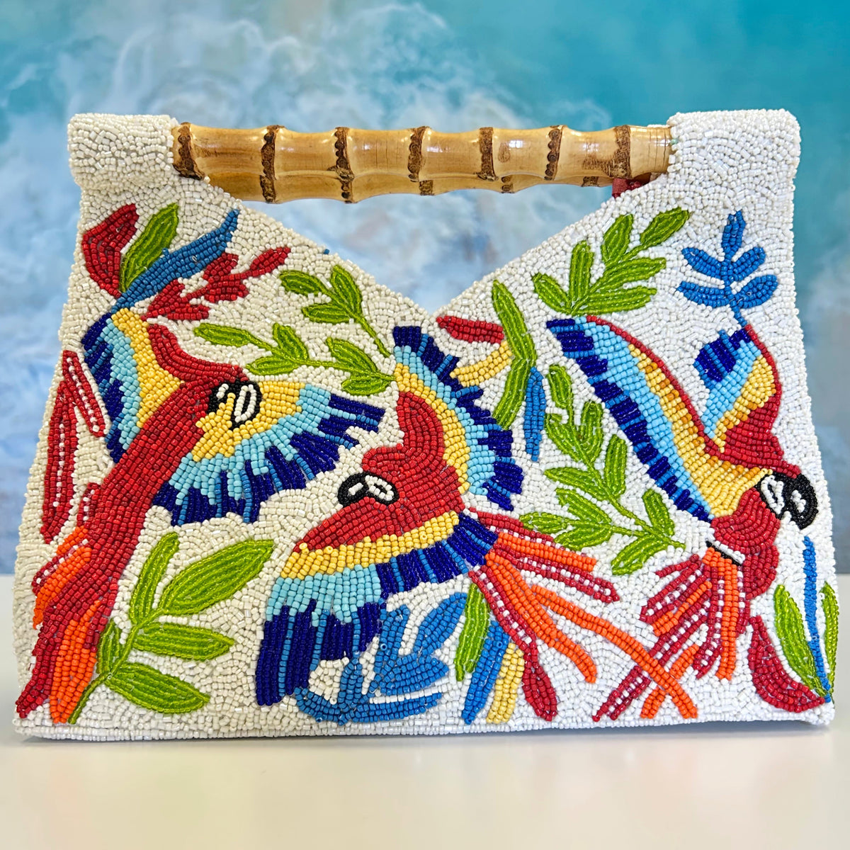 Tiana Design Bamboo Clutch - Parrots