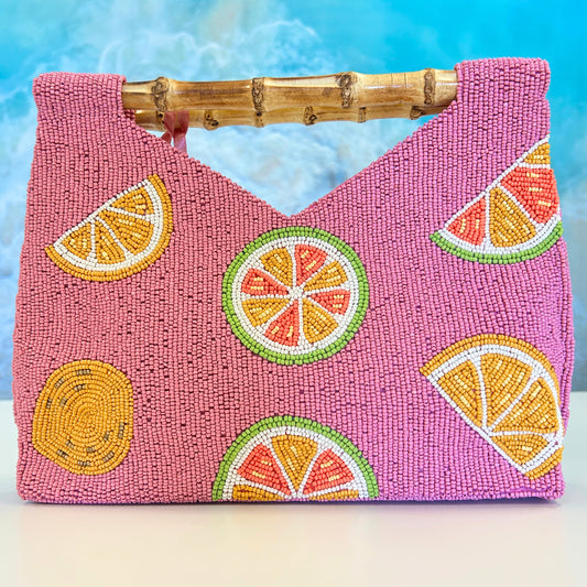 Tiana Design Bamboo Clutch - Purple Citrus