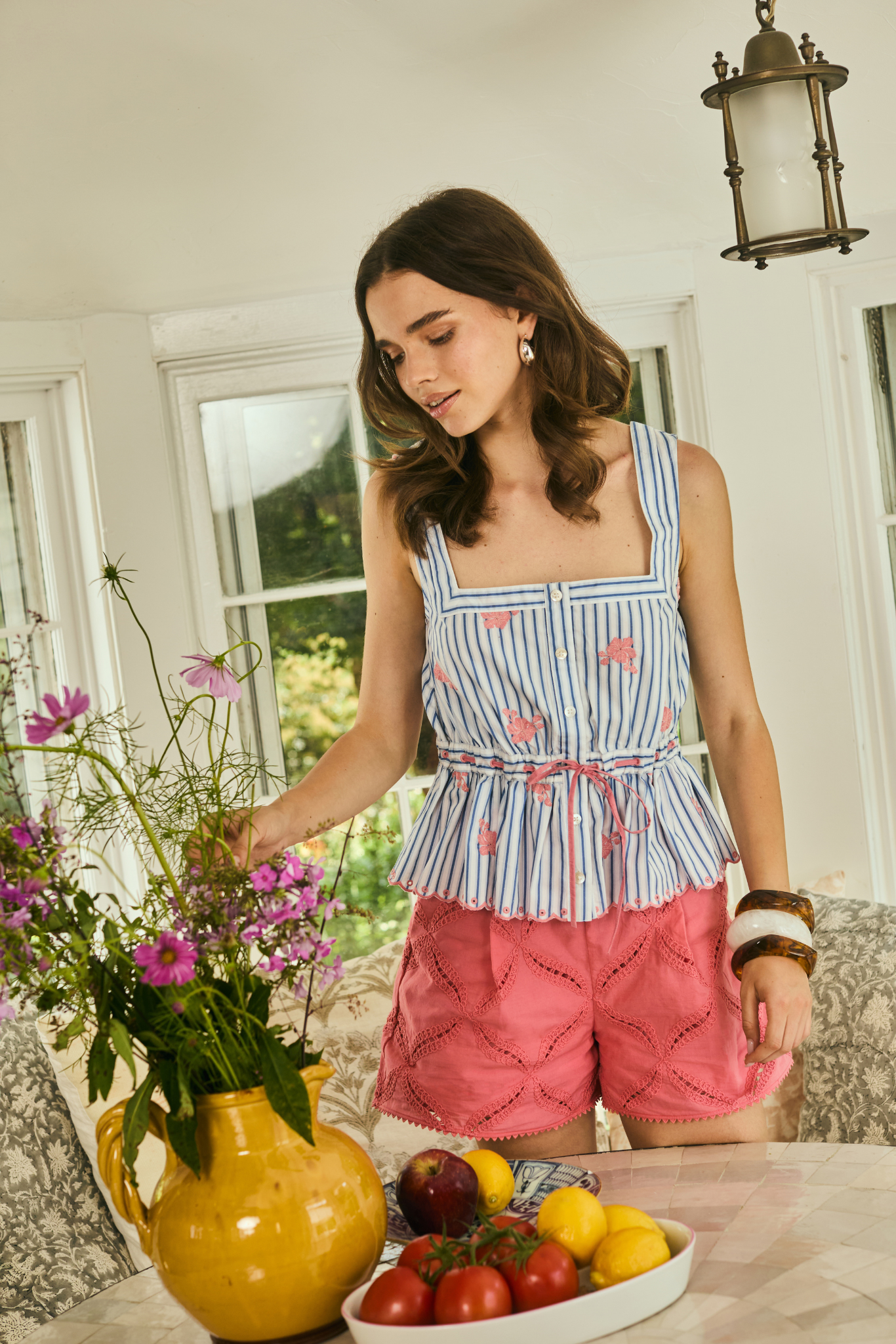 Allison Eyelet Tracy Shorts - Coral