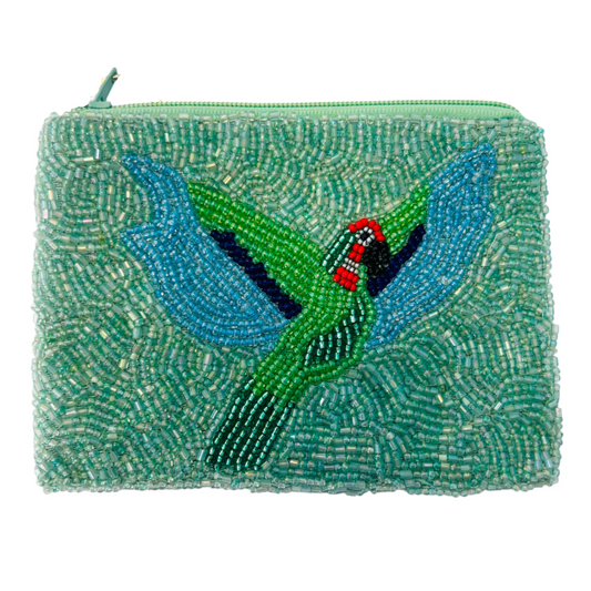 Tiana Design White Coin Purse - Parrots
