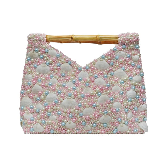 Tiana Design Bamboo Clutch - Shells & Pearls
