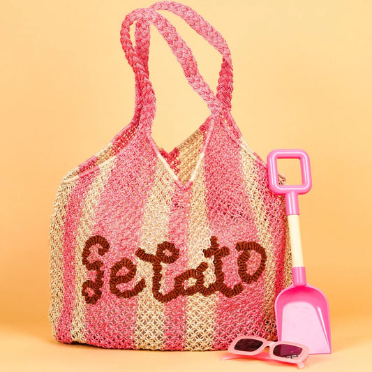 The Jacksons Jute Bag - Stripe Gelato Rose