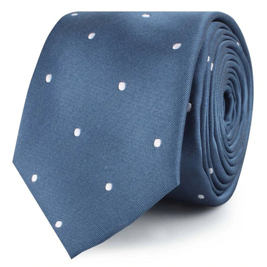 OTAA Men's Skinny Tie - Prussian Polka Dots