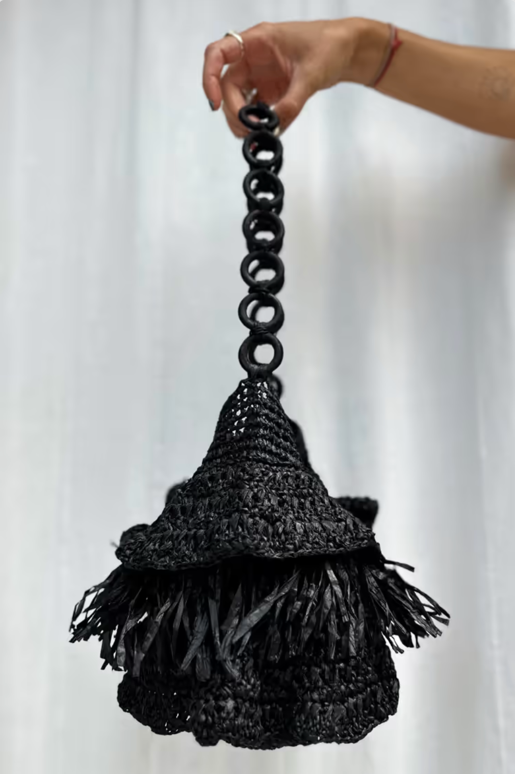 Never Fully Dressed - Black Raffia Clutch Bag