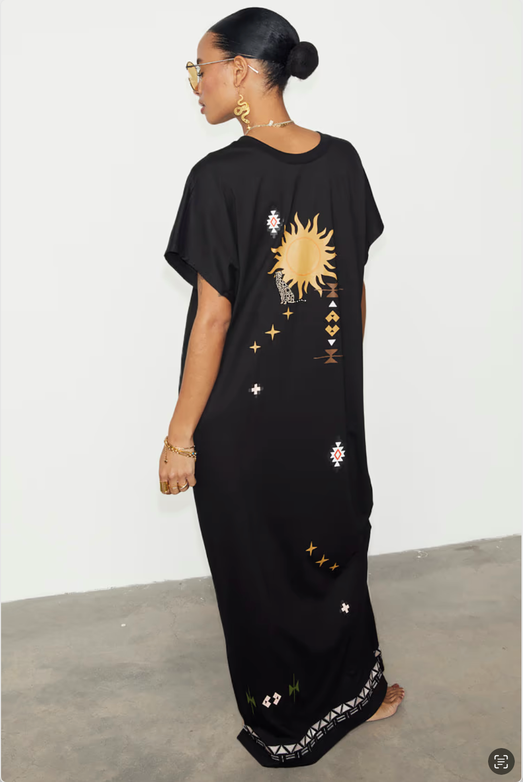 Never Fully Dressed - Black Sunshine Palm T-Shirt Dress