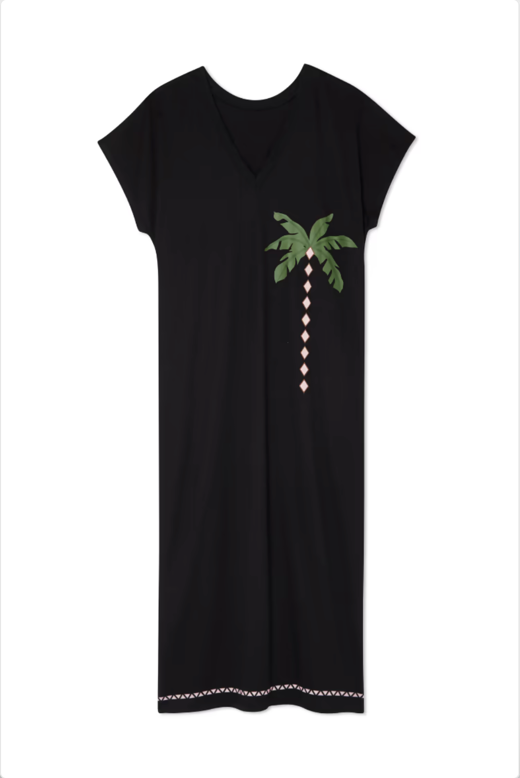 Never Fully Dressed - Black Sunshine Palm T-Shirt Dress