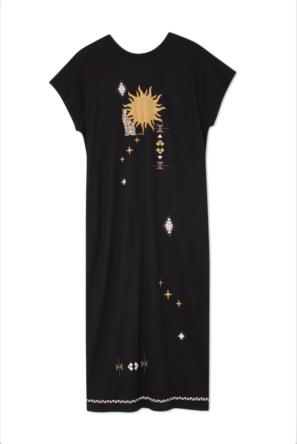 Never Fully Dressed - Black Sunshine Palm T-Shirt Dress