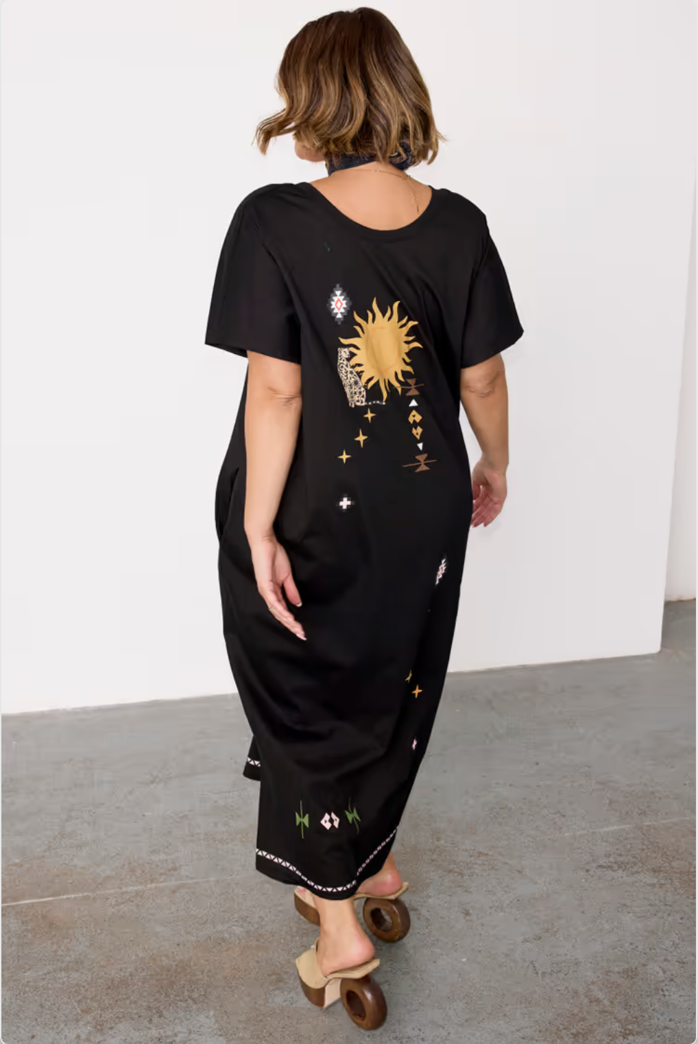 Never Fully Dressed - Black Sunshine Palm T-Shirt Dress