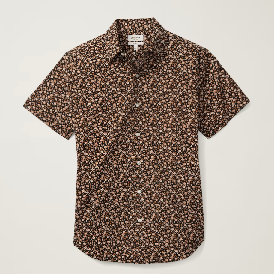 Bonobos Riviera Shirt - Black Rust Floral