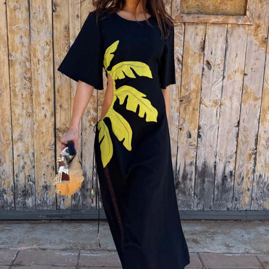 Never Fully Dressed - Black Palm Riviera Dress