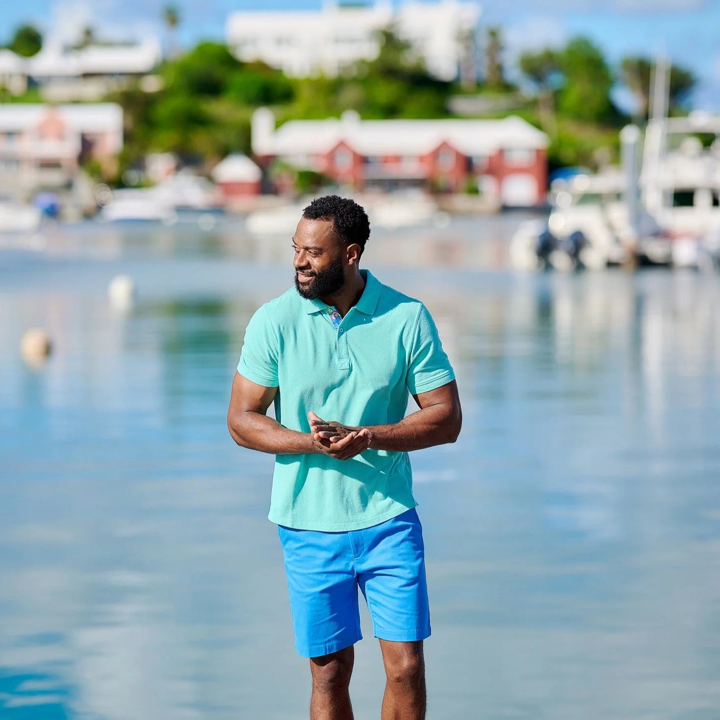 Men's Cotton Polo - Lagoon Green