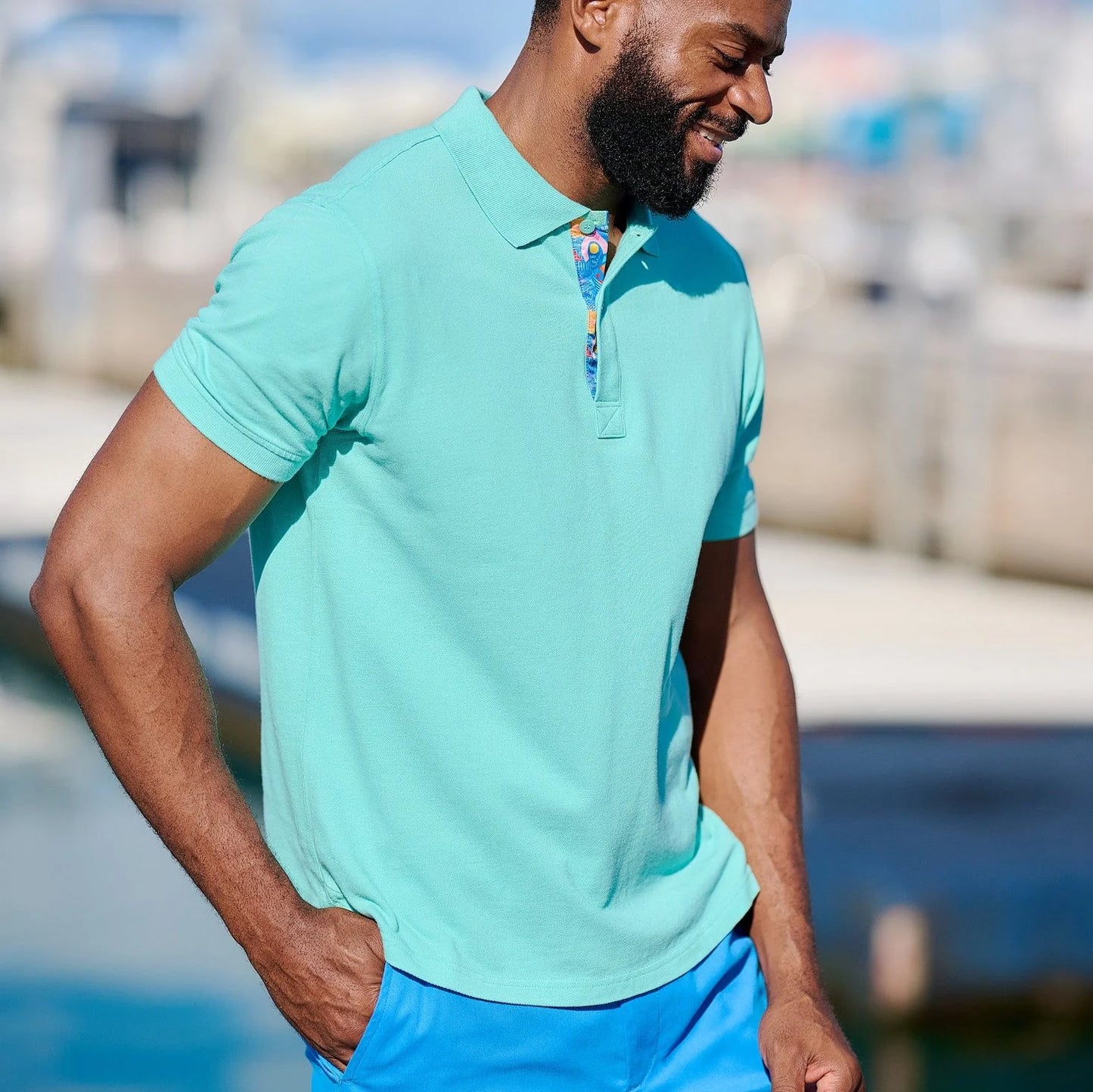 Men's Cotton Polo - Lagoon Green