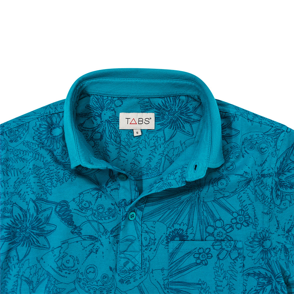 Men's Cotton Polo - Blue Iguana