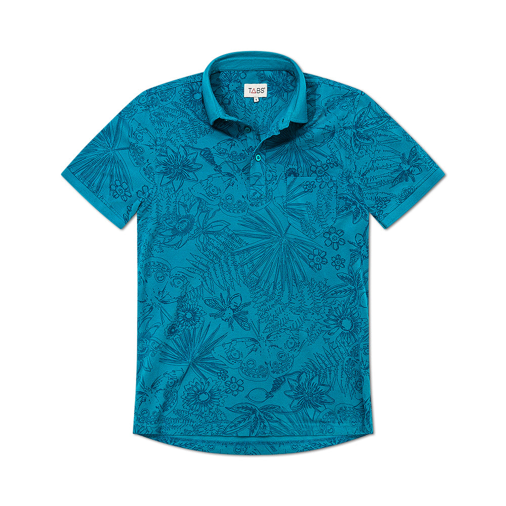 Men's Cotton Polo - Blue Iguana