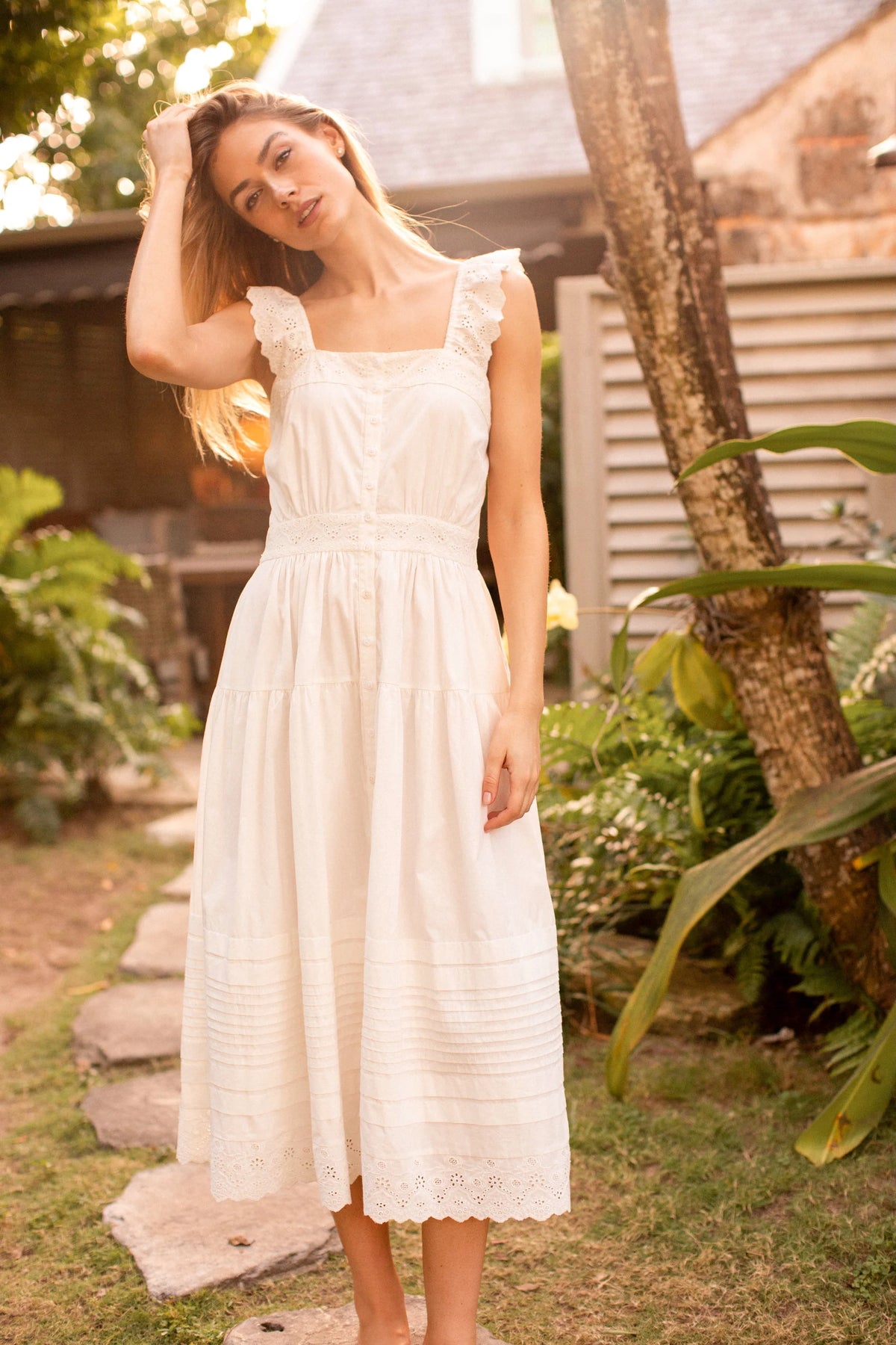 Marea Frida Dress - Shell Schiffli