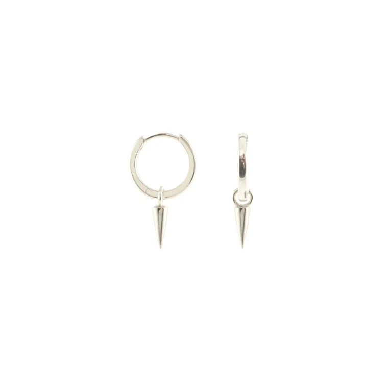 Kris Nations - Tall Spike Huggie Hoop Earrings - Silver