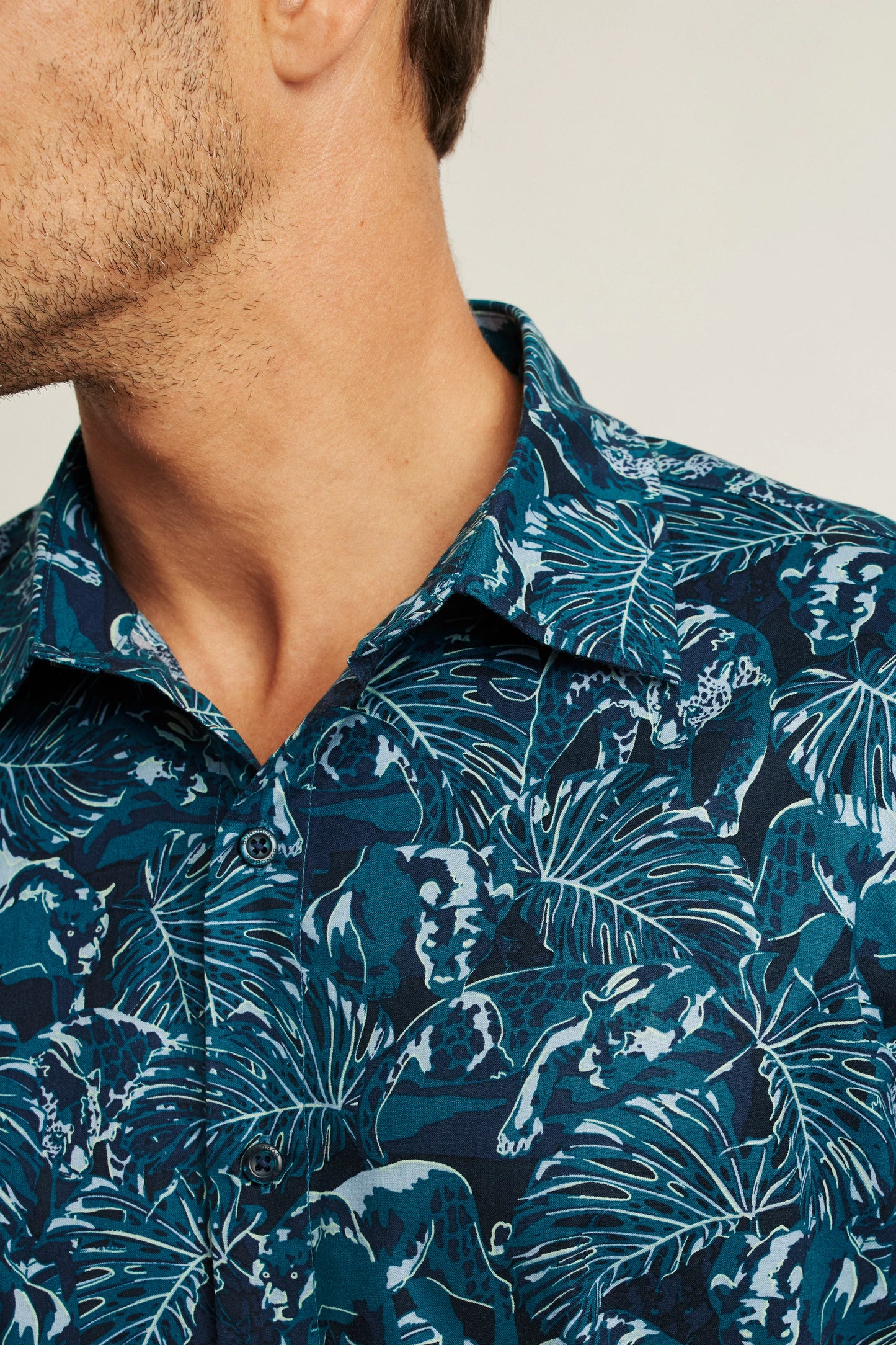 Bonobos Riviera Shirt - Navy Tropical Cats