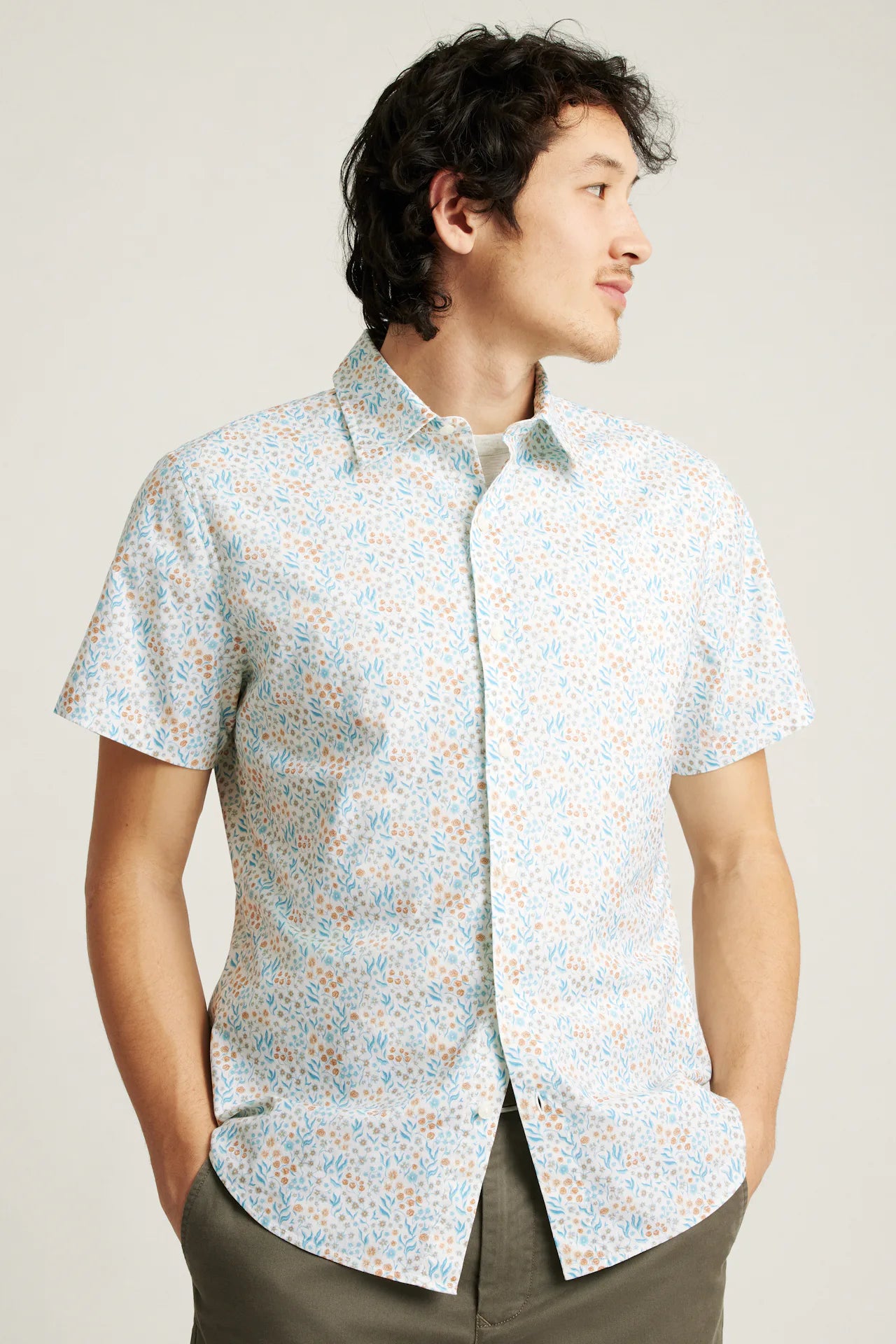 Bonobos Riviera Shirt - Brown Blue Garden