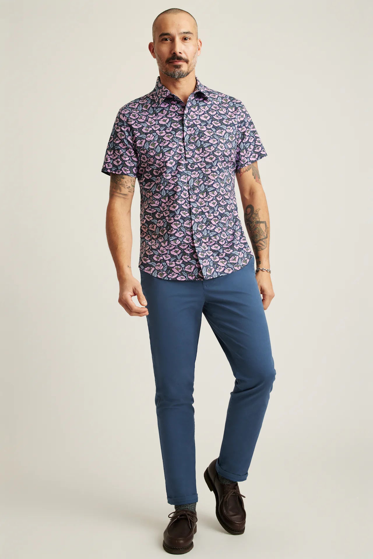 Bonobos Riviera Shirt - Navy Pink Floral