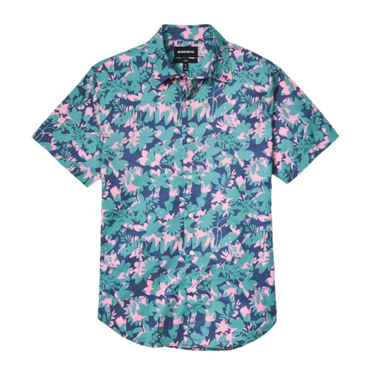 Bonobos Riviera Shirt - Navy Bonavista Leaves