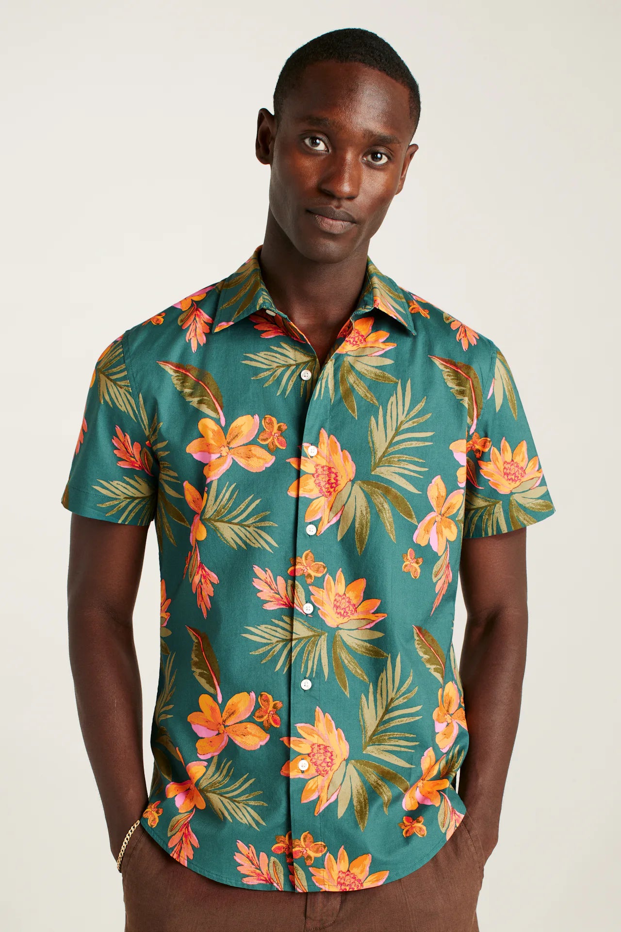 Bonobos Riviera Shirt - Teal Sunset Floral