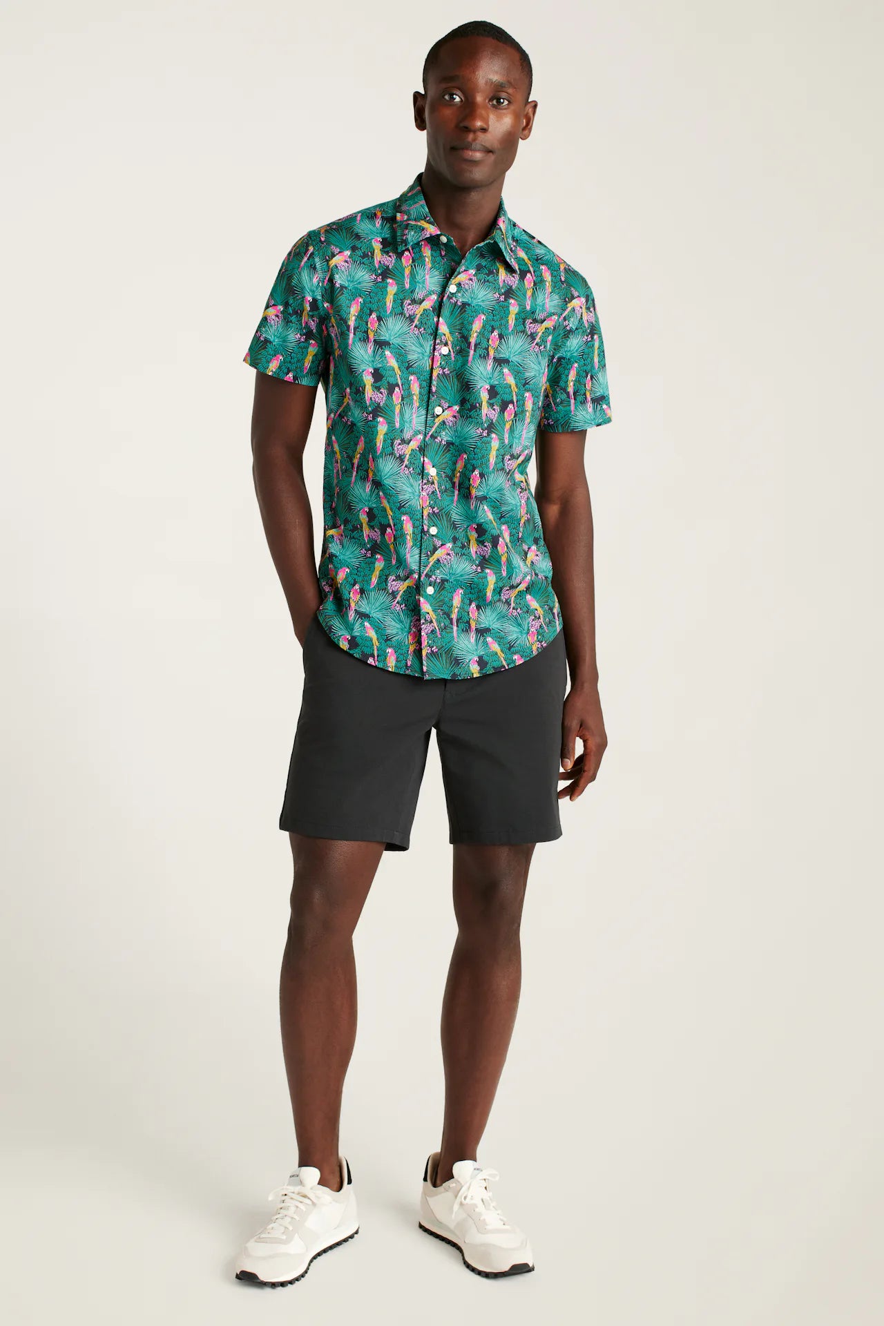 Bonobos Riviera Shirt - Black Parrot Paradise