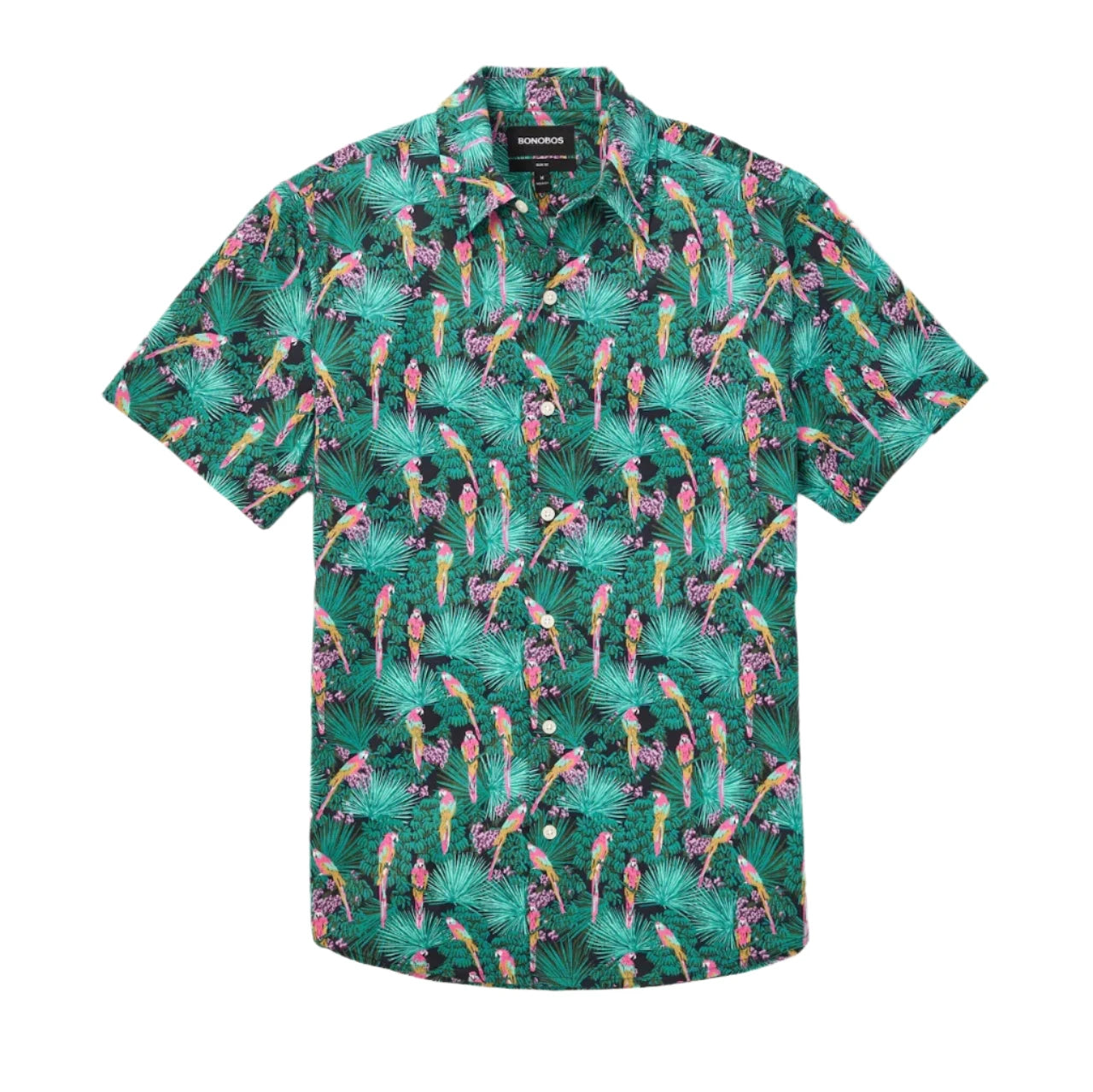 Bonobos Riviera Shirt - Black Parrot Paradise