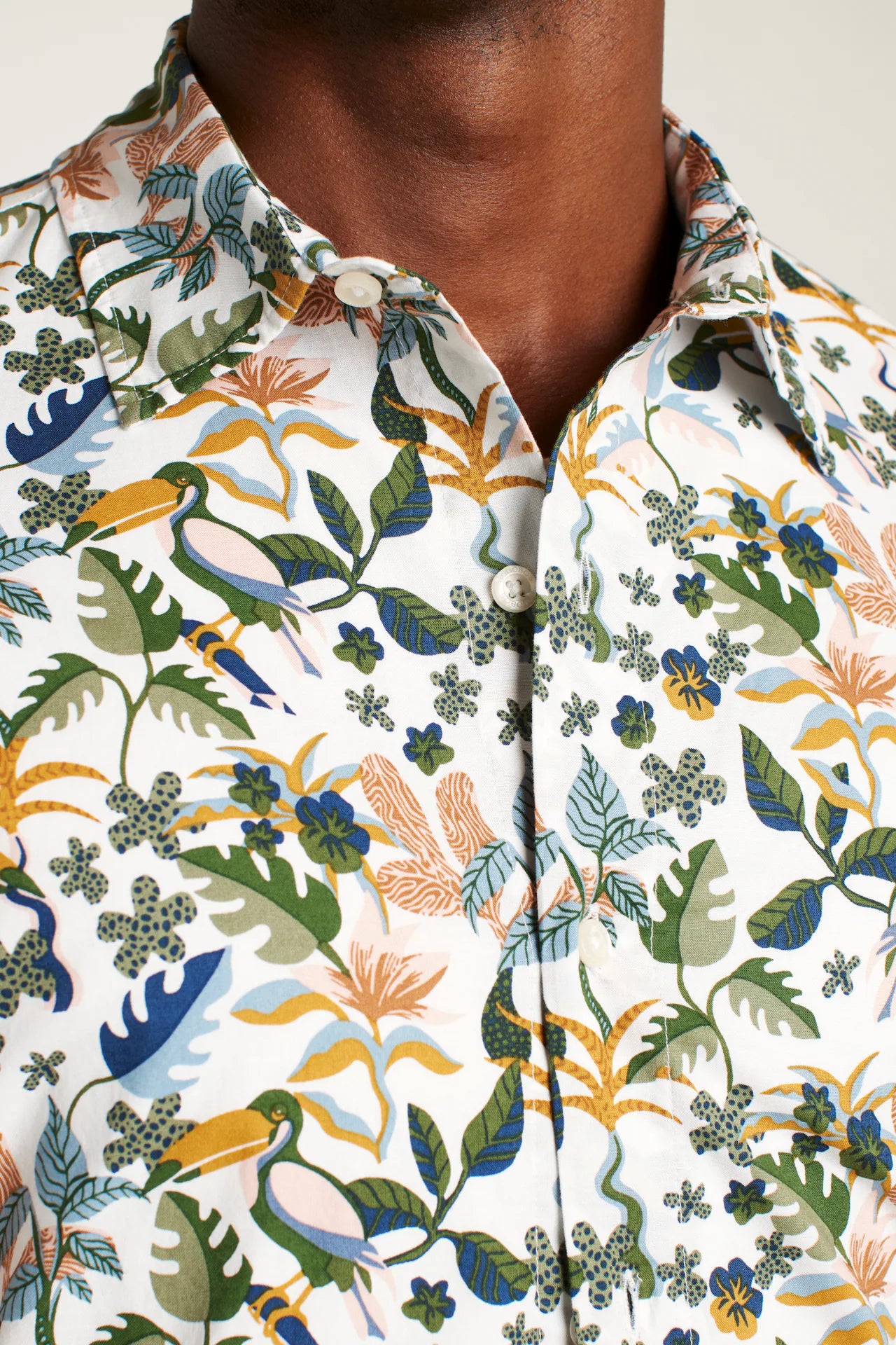 Bonobos Riviera Shirt - White Toucan Paradise