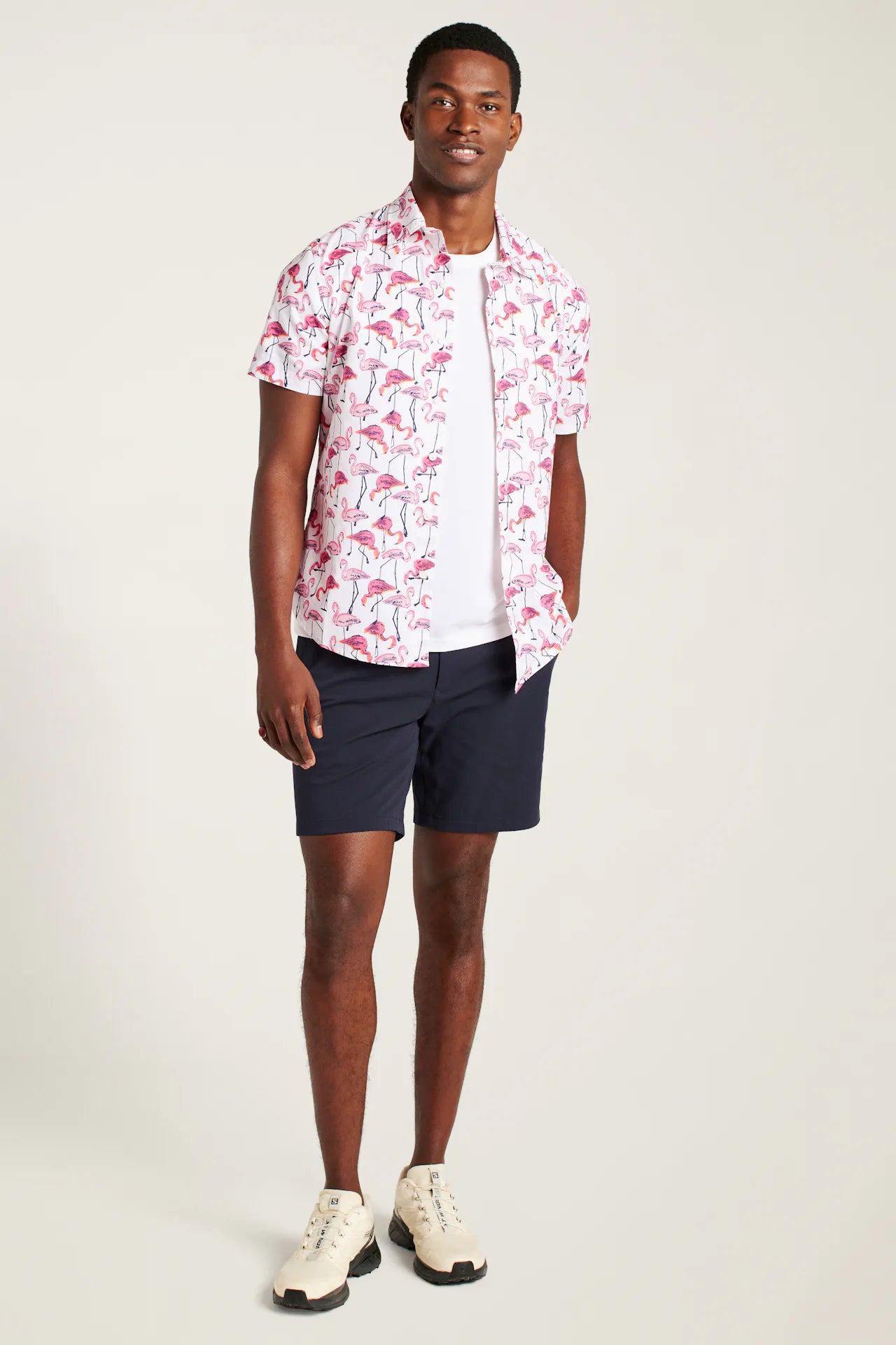 Bonobos Riviera Shirt - White Flamingos Phil