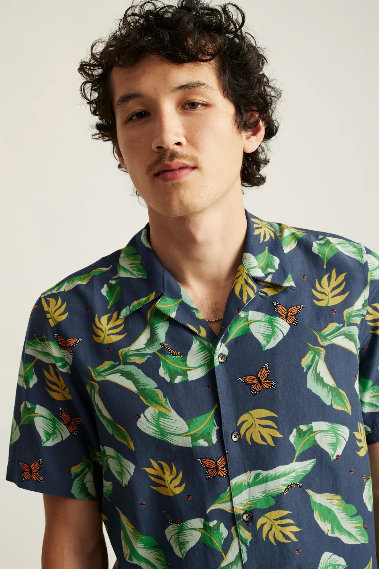 Bonobos Riviera Cabana Shirt - Navy Butterfly Garden