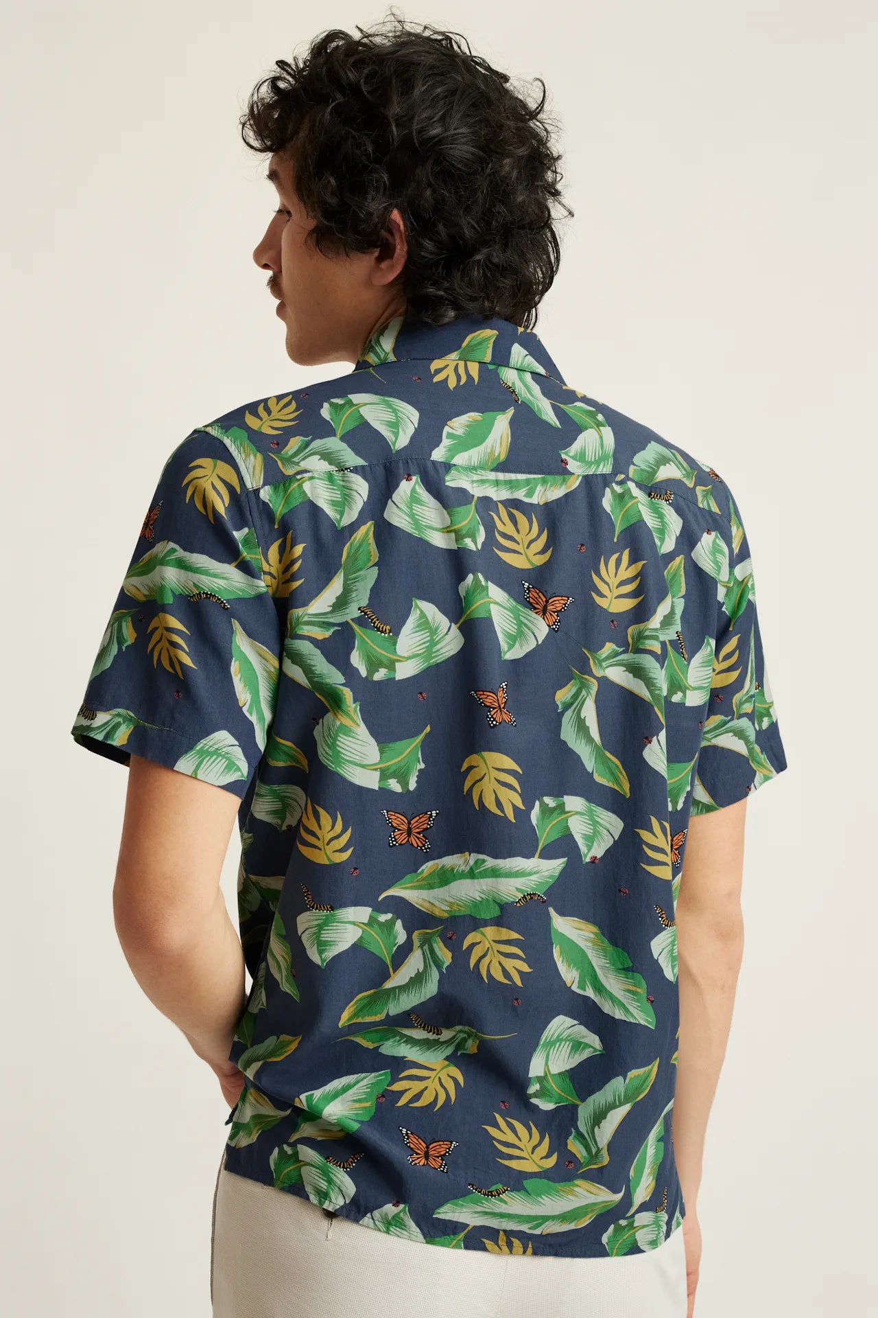 Bonobos Riviera Cabana Shirt - Navy Butterfly Garden