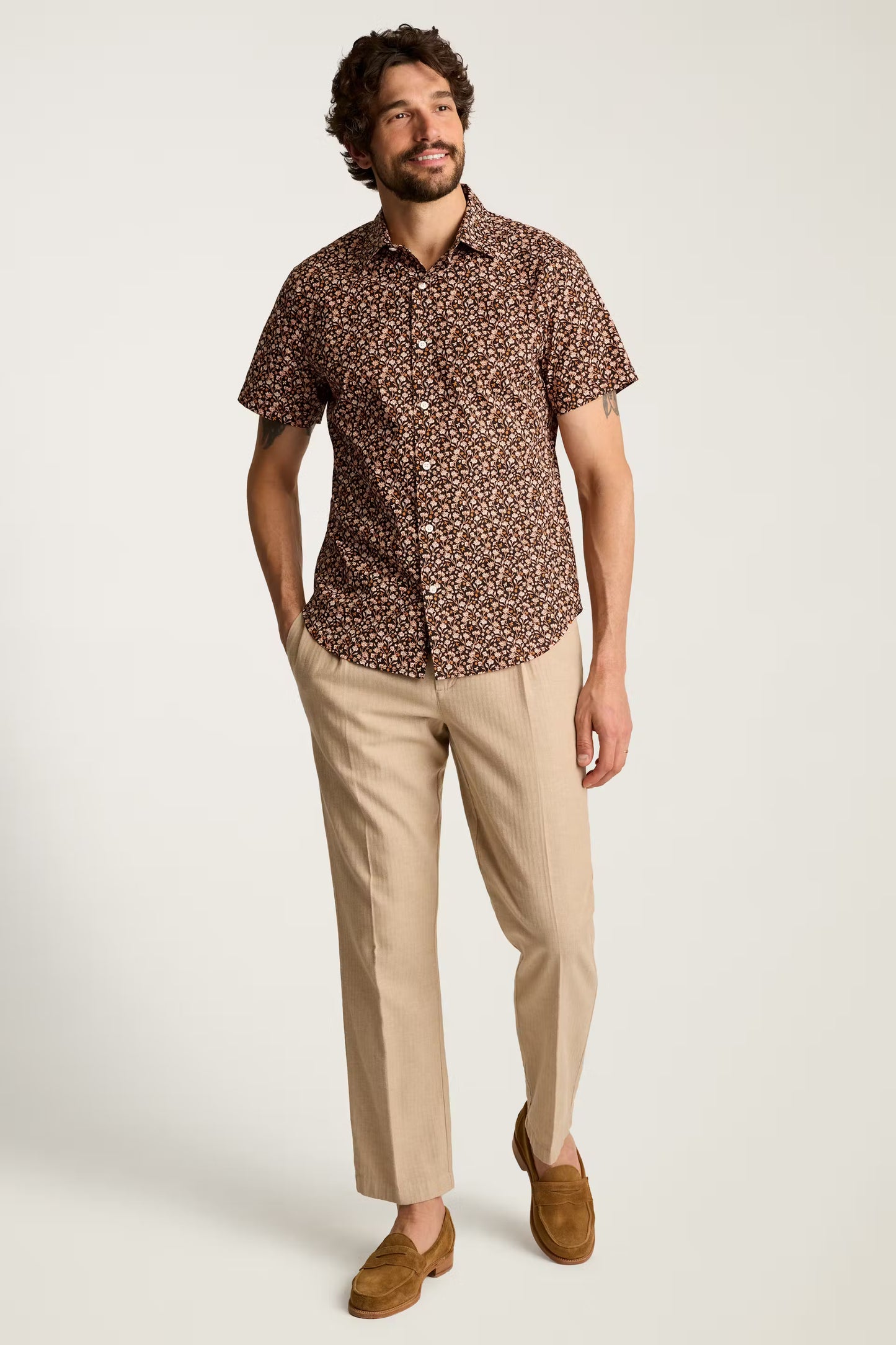 Bonobos Riviera Shirt - Black Rust Floral