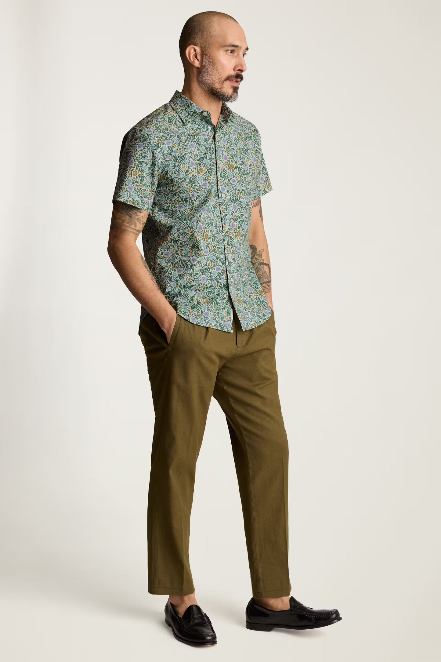 Bonobos Riviera Shirt - Green Blue Bouquets