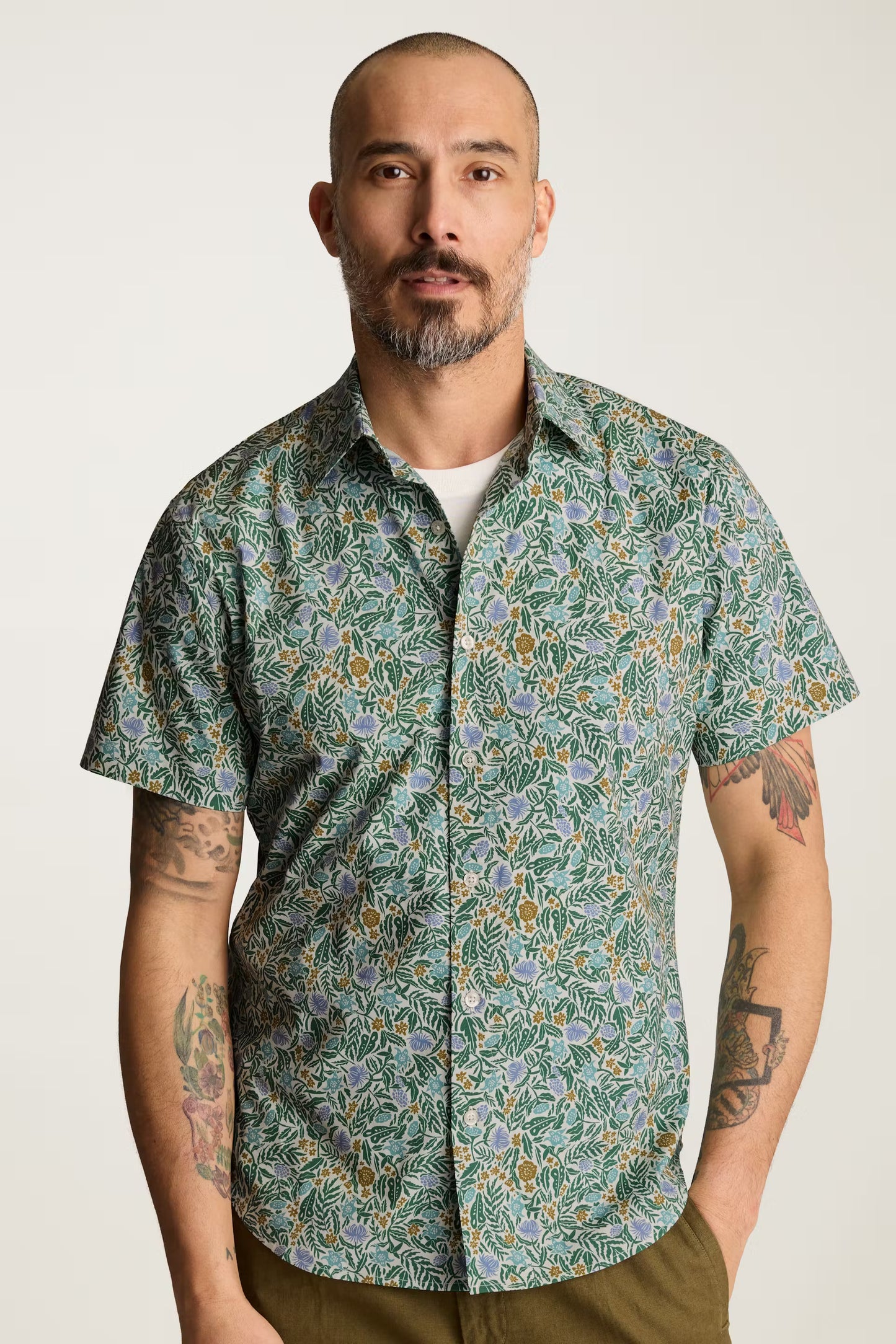 Bonobos Riviera Shirt - Green Blue Bouquets