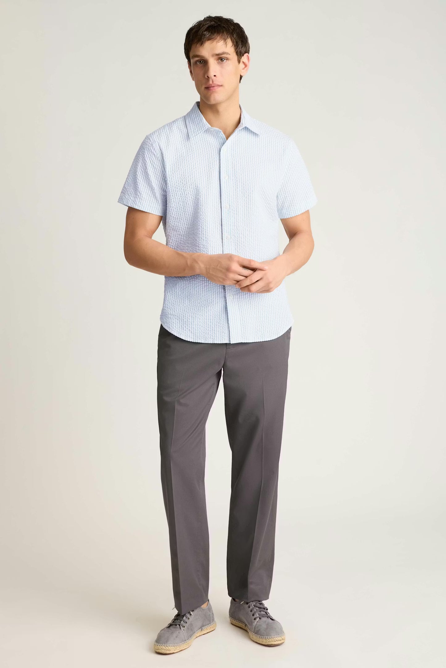 Bonobos Riviera Shirt - Smoke Blue Seersucker Stripe