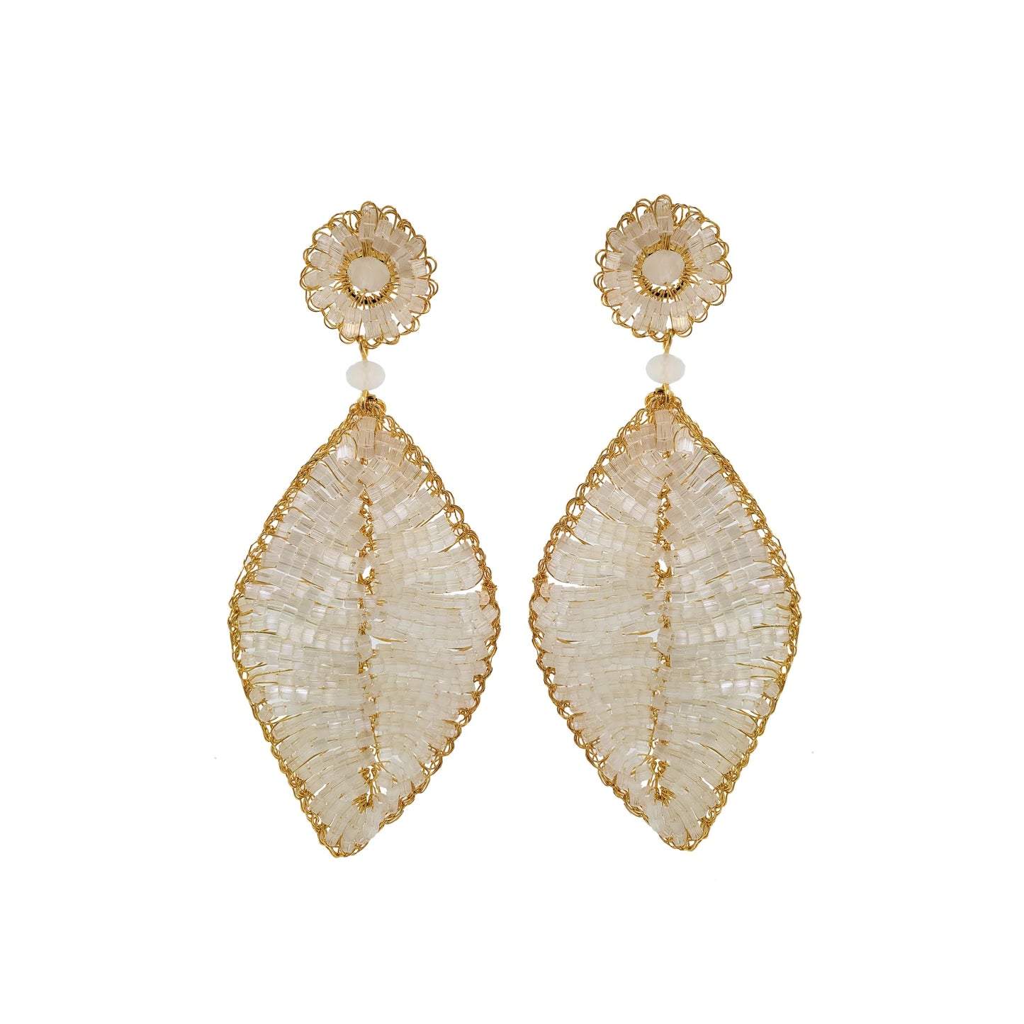 Lavish Leaf Earrings - White