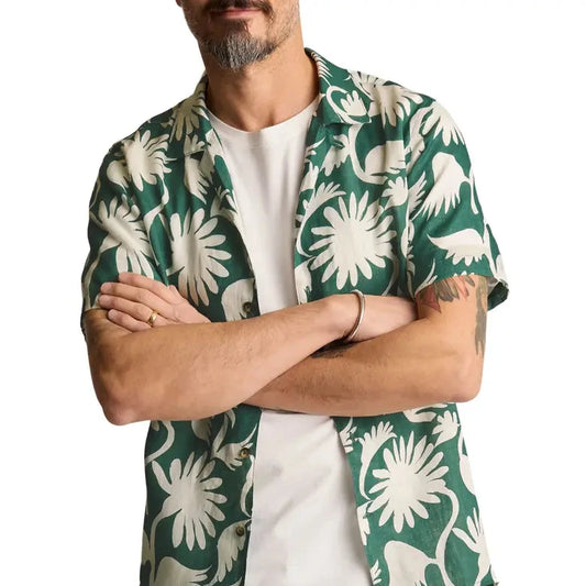 Bonobos Linen Riviera Shirt - Green Champally Floral
