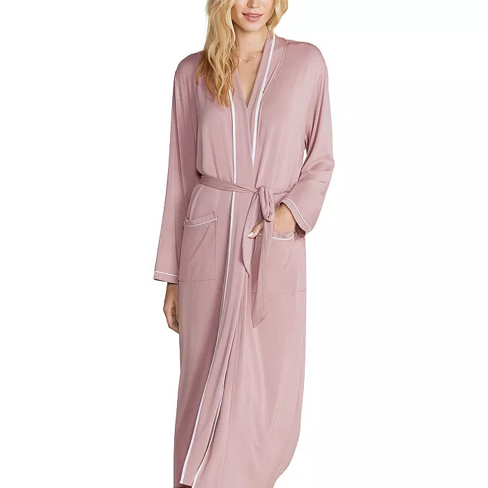 Barefoot Dreams Soft Jersey Piped Robe - Teaberry
