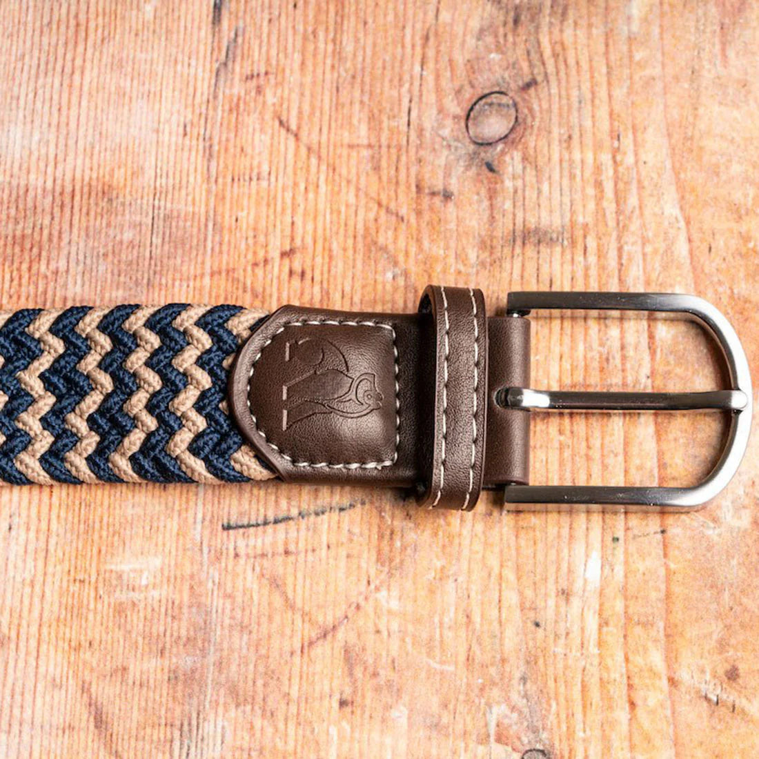 Swole Panda Belt - Beige & Blue ZigZag