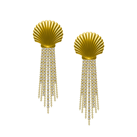 Adriana Pappas - Scallop Shell Drops Gold Earrings