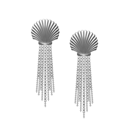 Adriana Pappas - Scallop Shell Drops Silver Earrings